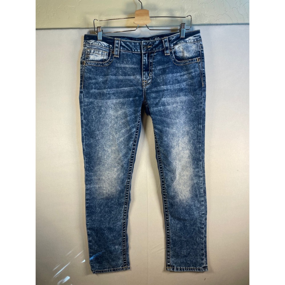 Miss Me Signature Skinny Jeans 33 Blue Acid Wash Mid Rise Denim P149 - Picture 2 of 9